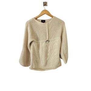 Pure‎ HandKnit Sweater Cream XS 100% Cotton Oversize Neck